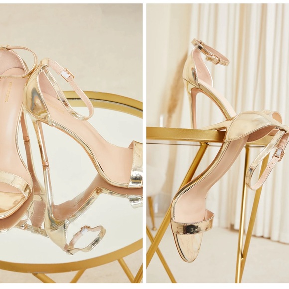 Shiny Clover Strap Heeled Sandal Gold(UK size 8/ US size 10) Brand new - Picture 1 of 5